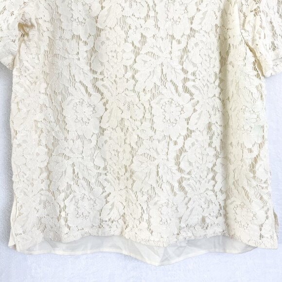 Madewell cream floral lace short sleeve blouse size medium - Picture 6 of 13
